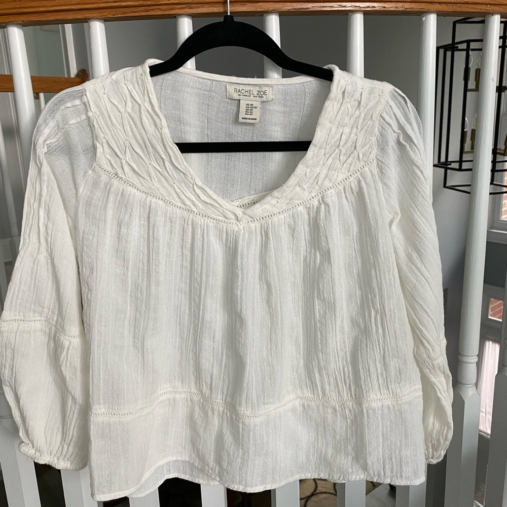 Rachel Zoe White Textured Blouse